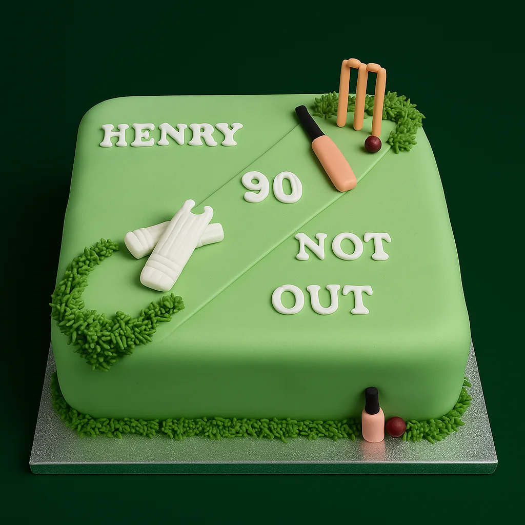 Not Out Milestone Square Cake - TF Cakes Online Delivery Freshly baked handcrafted Not Out Milestone Square Cake – Cake design by TF Cakes