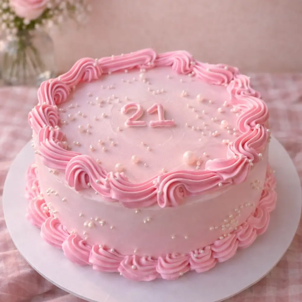 21st Birthday Vintage Pearl Cake - TF Cakes Online Delivery Freshly baked handcrafted 21st Birthday Vintage Pearl Cake – Cake design by TF Cakes