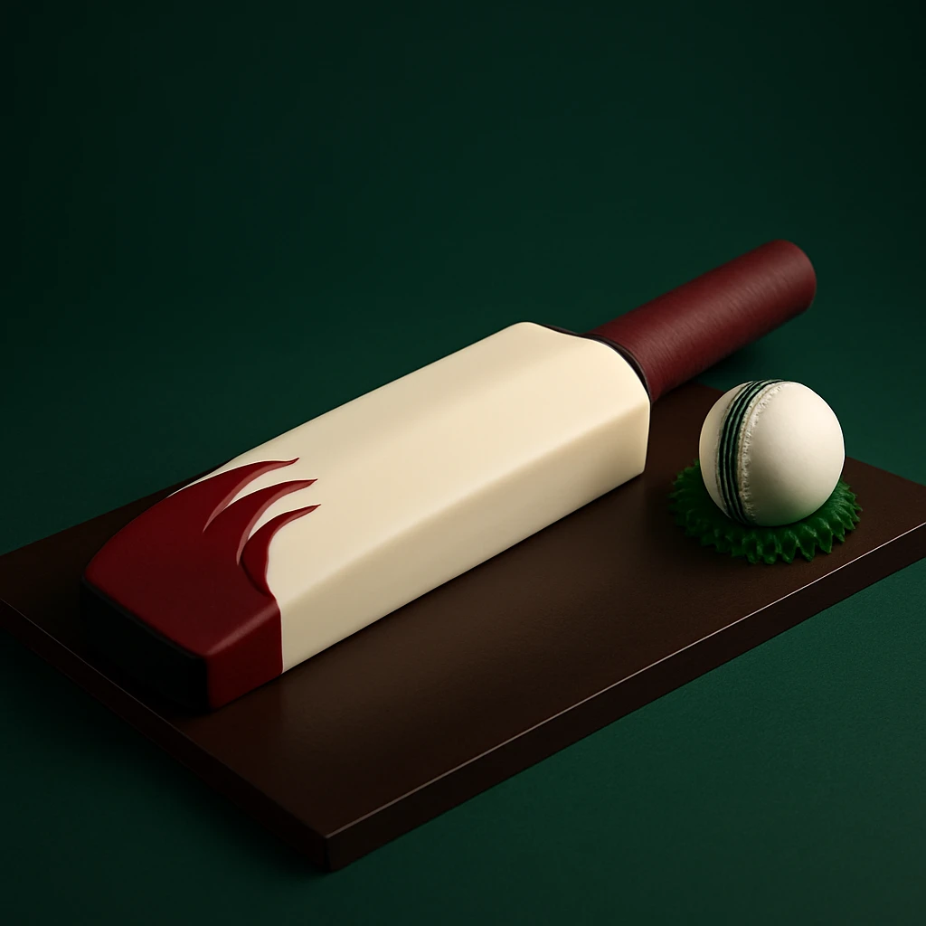 3D Cricket Bat Shaped Cake - TF Cakes Online Delivery Freshly baked handcrafted 3D Cricket Bat Shaped Cake – Cake design by TF Cakes
