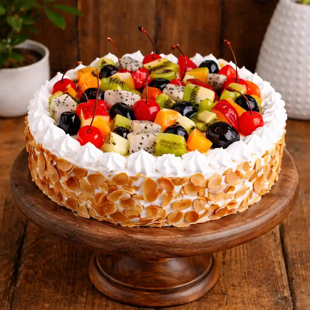 Almond Crunch Mixed Fruit Cake - TF Cakes Online Delivery Freshly baked handcrafted Almond Crunch Mixed Fruit Cake – Cake design by TF Cakes