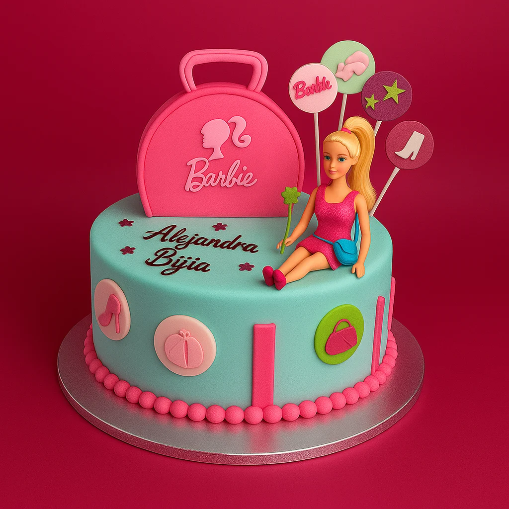 Aqua Pink Fashionista Cake - TF Cakes Online Delivery Freshly baked handcrafted Aqua Pink Fashionista Cake – Cake design by TF Cakes