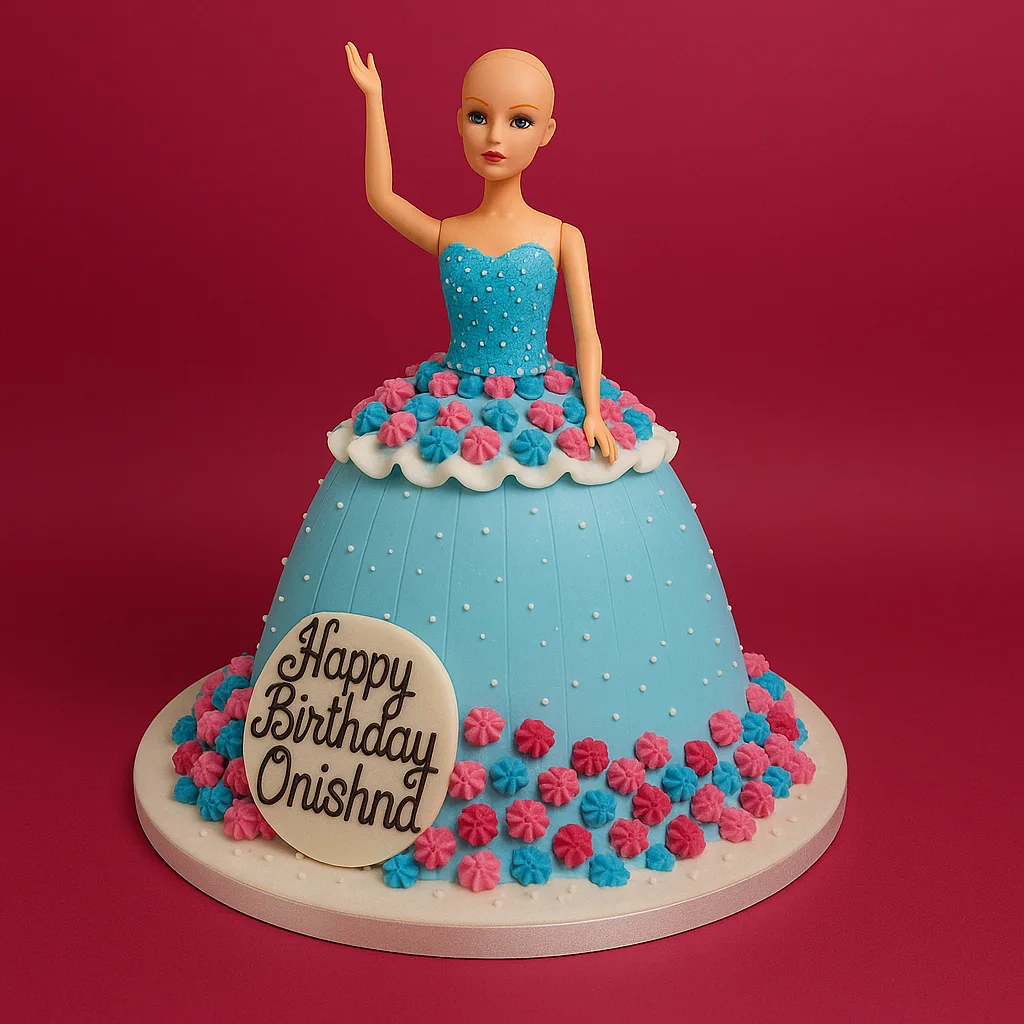 Aqua Blossom Barbie Doll Cake - TF Cakes Online Delivery Freshly baked handcrafted Aqua Blossom Barbie Doll Cake – Cake design by TF Cakes
