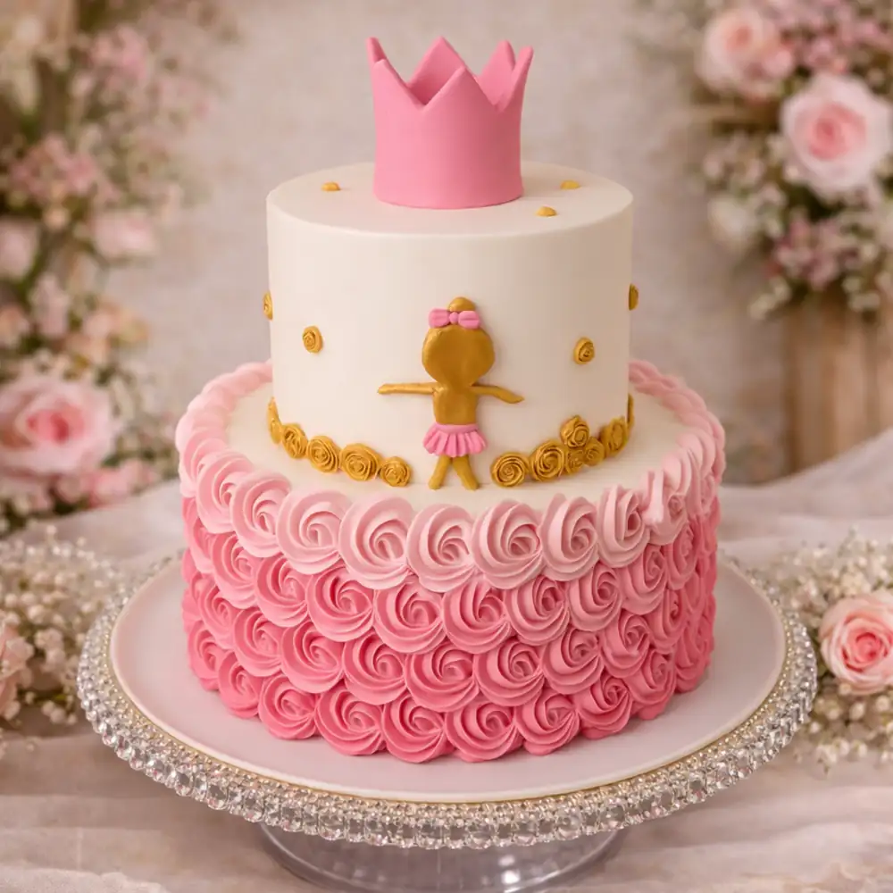 Ballerina Princess Crown Cake - TF Cakes Online Delivery Freshly baked handcrafted Ballerina Princess Crown Cake – Cake design by TF Cakes
