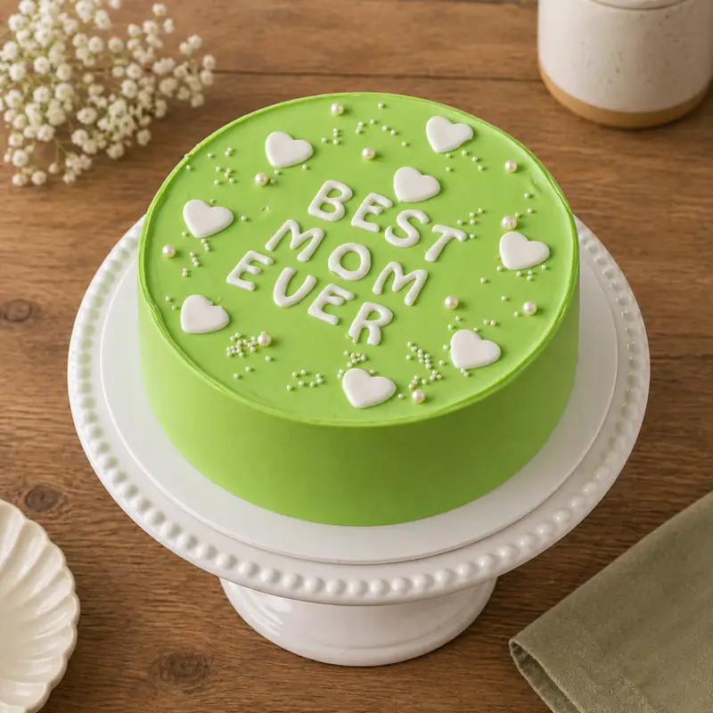 Best Mom Ever Green Cake - TF Cakes Online Delivery Freshly baked handcrafted Best Mom Ever Green Cake – Cake design by TF Cakes
