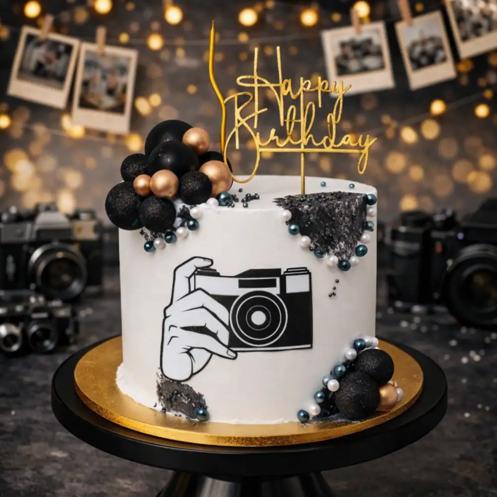 Birthday Camera Theme Cake - TF Cakes Online Delivery Freshly baked handcrafted Birthday Camera Theme Cake – Cake design by TF Cakes