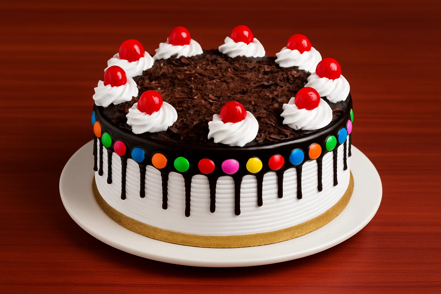 Gems Drip Forest Cake - TF Cakes Online Delivery Freshly baked handcrafted Gems Drip Forest Cake – Cake design by TF Cakes