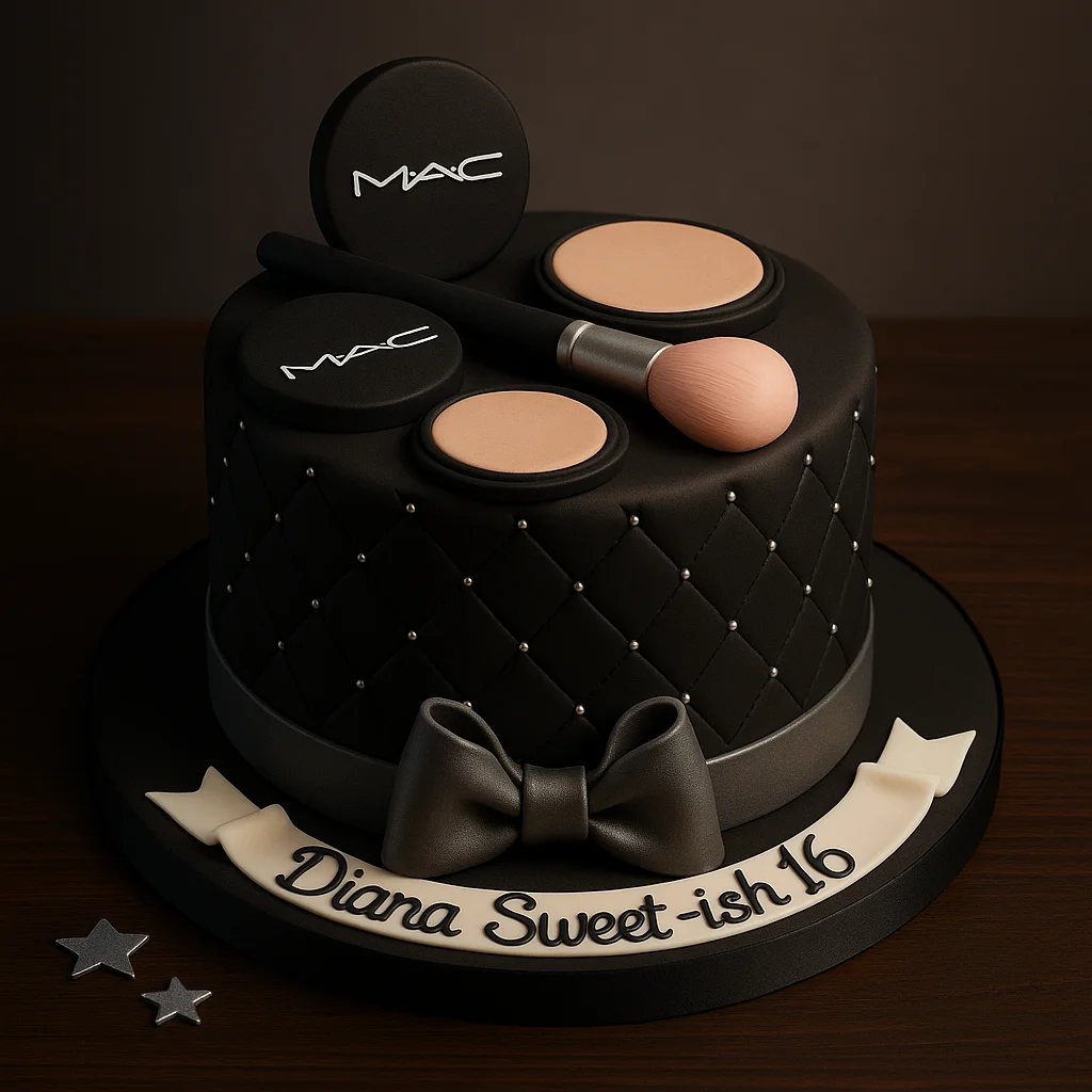 Black MAC Luxury Cake - TF Cakes Online Delivery Freshly baked handcrafted Black MAC Luxury Cake – Cake design by TF Cakes