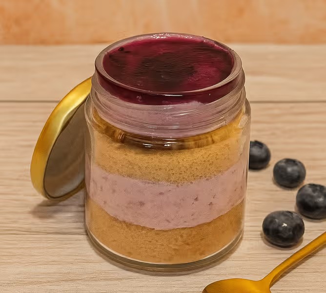 Blueberry Burst Jar Cake - TF Cakes Online Delivery Freshly baked handcrafted Blueberry Burst Jar Cake – Cake design by TF Cakes