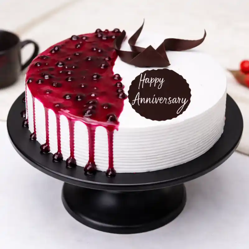 Blueberry Anniversary Drip Cake - TF Cakes Online Delivery Freshly baked handcrafted Blueberry Anniversary Drip Cake – Cake design by TF Cakes