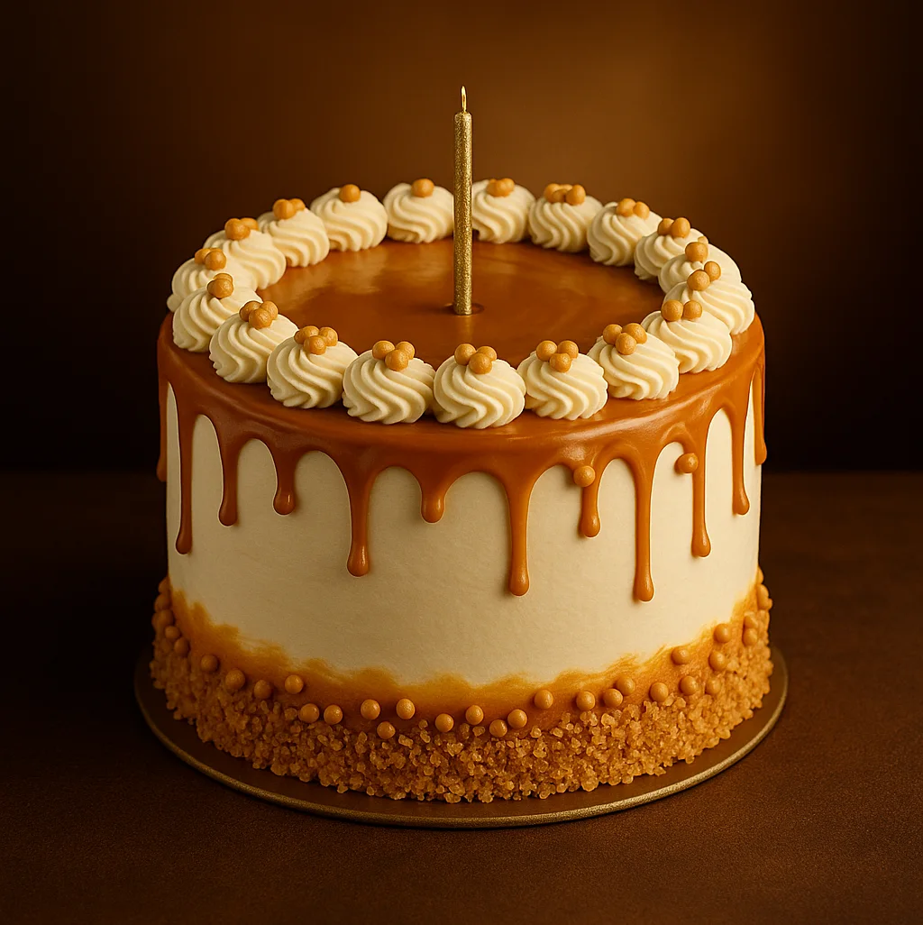 Caramel Drip Birthday Cake - TF Cakes Online Delivery Freshly baked handcrafted Caramel Drip Birthday Cake – Cake design by TF Cakes