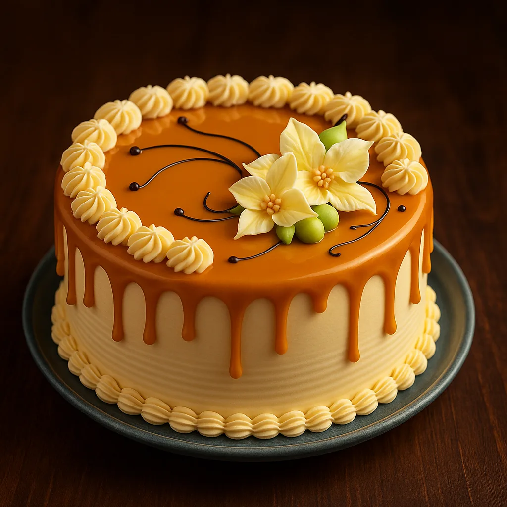 Caramel Flower Cake - TF Cakes Online Delivery Freshly baked handcrafted Caramel Flower Cake – Cake design by TF Cakes