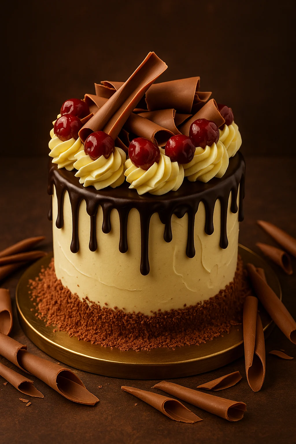 Freshly baked handcrafted Cherry Cream Designer Cake – Cake design by TF Cakes