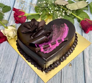 Chocolate Heart Anniversary Cake - TF Cakes Online Delivery Freshly baked handcrafted Chocolate Heart Anniversary Cake – Cake design by TF Cakes