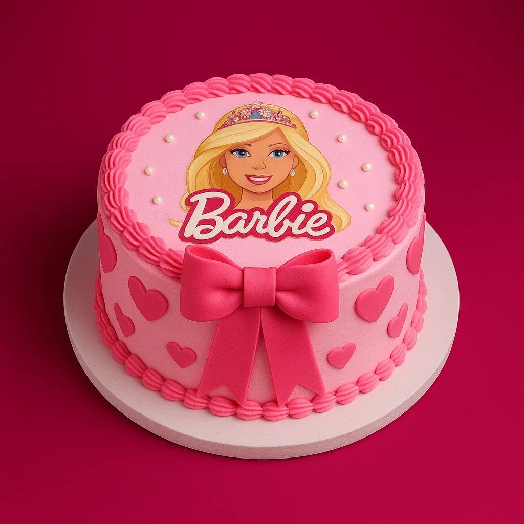 Classic Barbie Bow Cake - TF Cakes Online Delivery Freshly baked handcrafted Classic Barbie Bow Cake – Cake design by TF Cakes