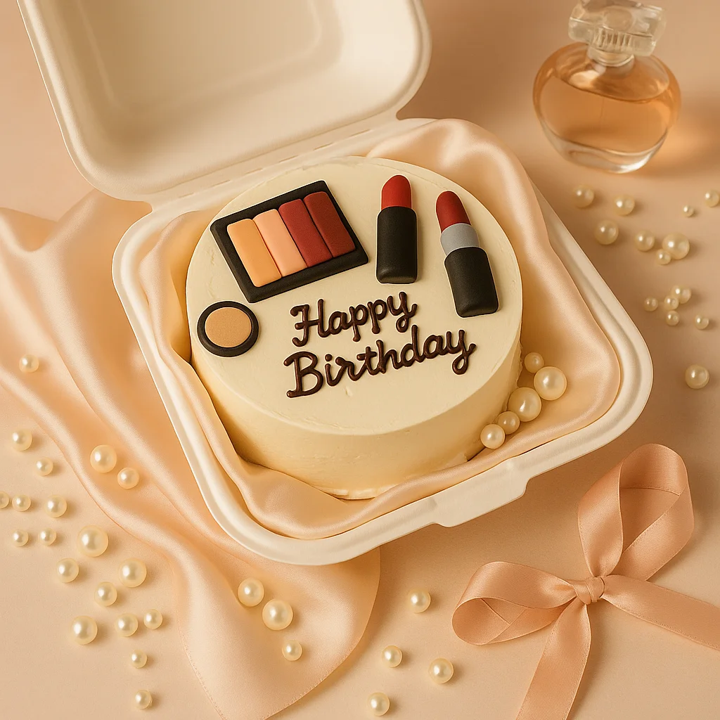 Classic Makeup Theme Birthday Cake - TF Cakes Online Delivery Freshly baked handcrafted Classic Makeup Theme Birthday Cake – Cake design by TF Cakes