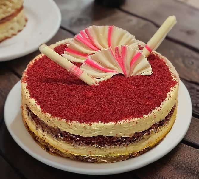 Classic Red Velvet Cheesecake - TF Cakes Online Delivery Freshly baked handcrafted Classic Red Velvet Cheesecake – Cake design by TF Cakes