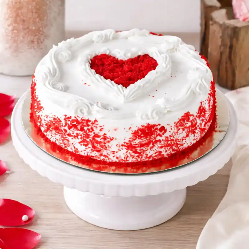 Classic Red Velvet Heart Cream Cake - TF Cakes Online Delivery Freshly baked handcrafted Classic Red Velvet Heart Cream Cake – Cake design by TF Cakes