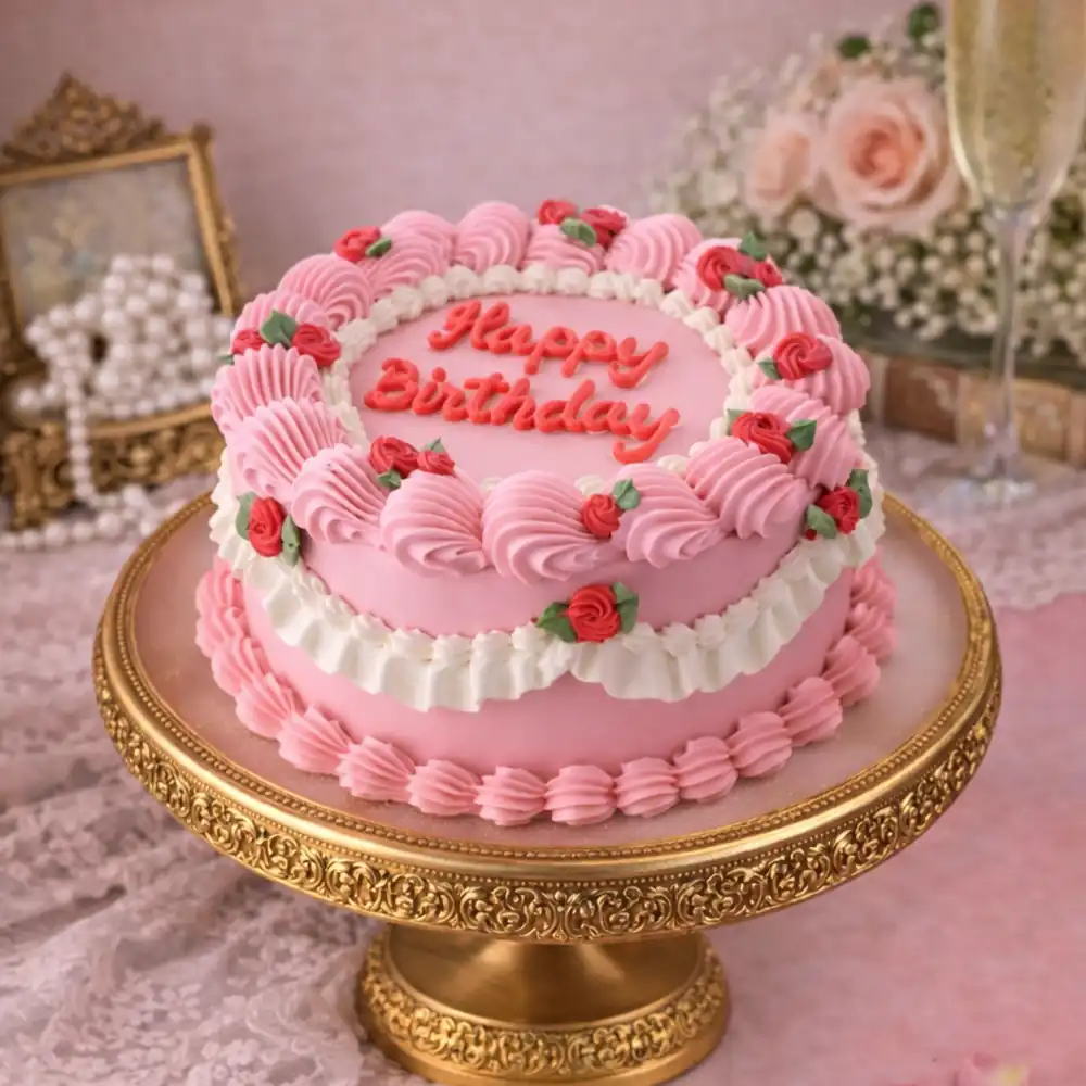 Classic Rose Vintage Cake - TF Cakes Online Delivery Freshly baked handcrafted Classic Rose Vintage Cake – Cake design by TF Cakes