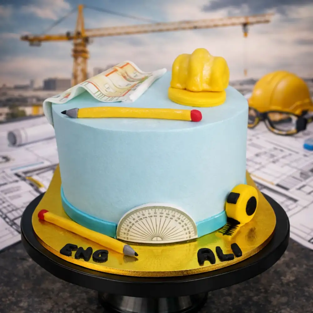 Construction Theme Birthday Cake - TF Cakes Online Delivery Freshly baked handcrafted Construction Theme Birthday Cake – Cake design by TF Cakes