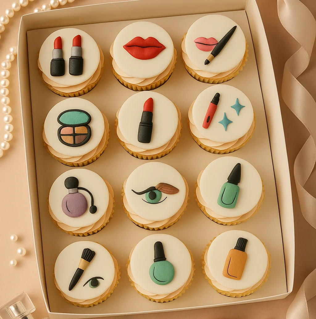 Freshly baked handcrafted Cosmetic Icon Cupcakes Set – Cake design by TF Cakes