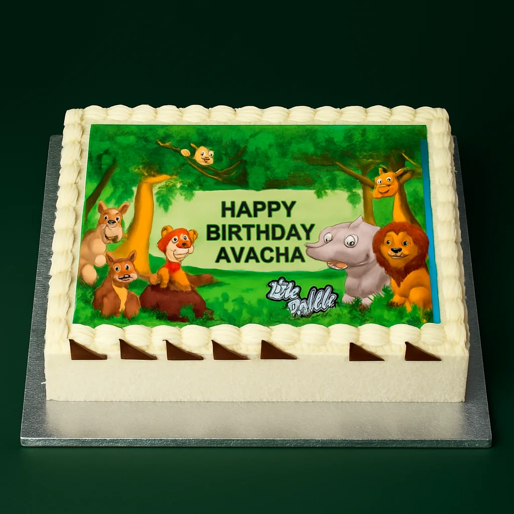 Custom Jungle Animals Photo Birthday Cake - TF Cakes Online Delivery Freshly baked handcrafted Custom Jungle Animals Photo Birthday Cake – Cake design by TF Cakes