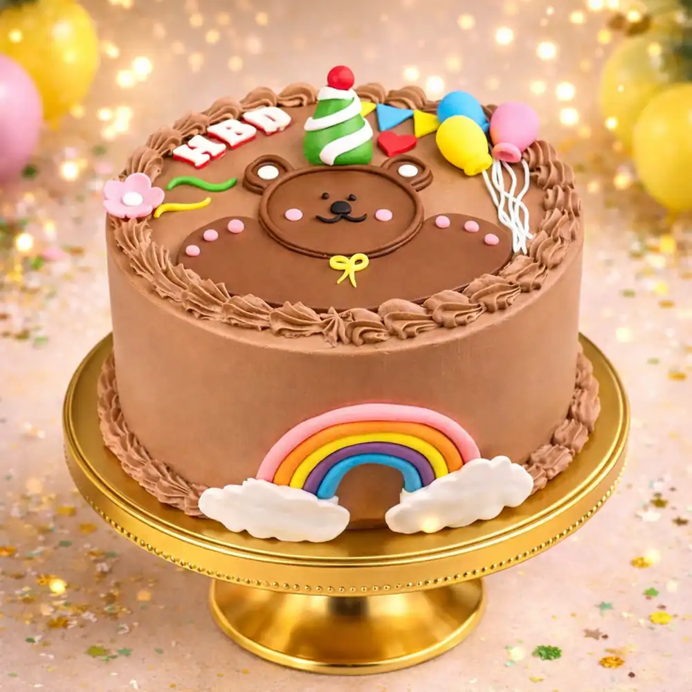 Cute Teddy Bear Birthday Cake - TF Cakes Online Delivery Freshly baked handcrafted Cute Teddy Bear Birthday Cake – Cake design by TF Cakes