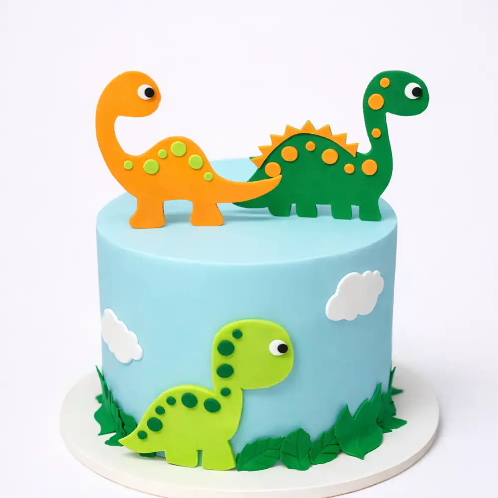 Cute Dinosaur Cartoon Cake - TF Cakes Online Delivery Freshly baked handcrafted Cute Dinosaur Cartoon Cake – Cake design by TF Cakes