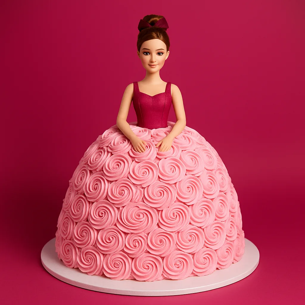 dollcake pink dress Doll Cake I always wanted to make a doll cake and I finally got the opportunity to! I love how this cake turned out! It's a pink velvet raspberry cake frosted with