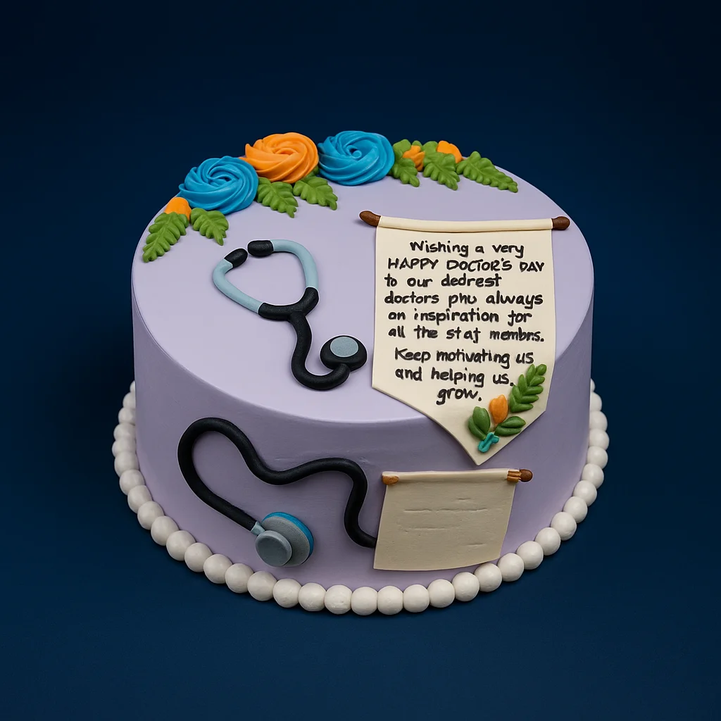 Doctors Day Floral Medical Cake - TF Cakes Online Delivery Freshly baked handcrafted Doctors Day Floral Medical Cake – Cake design by TF Cakes