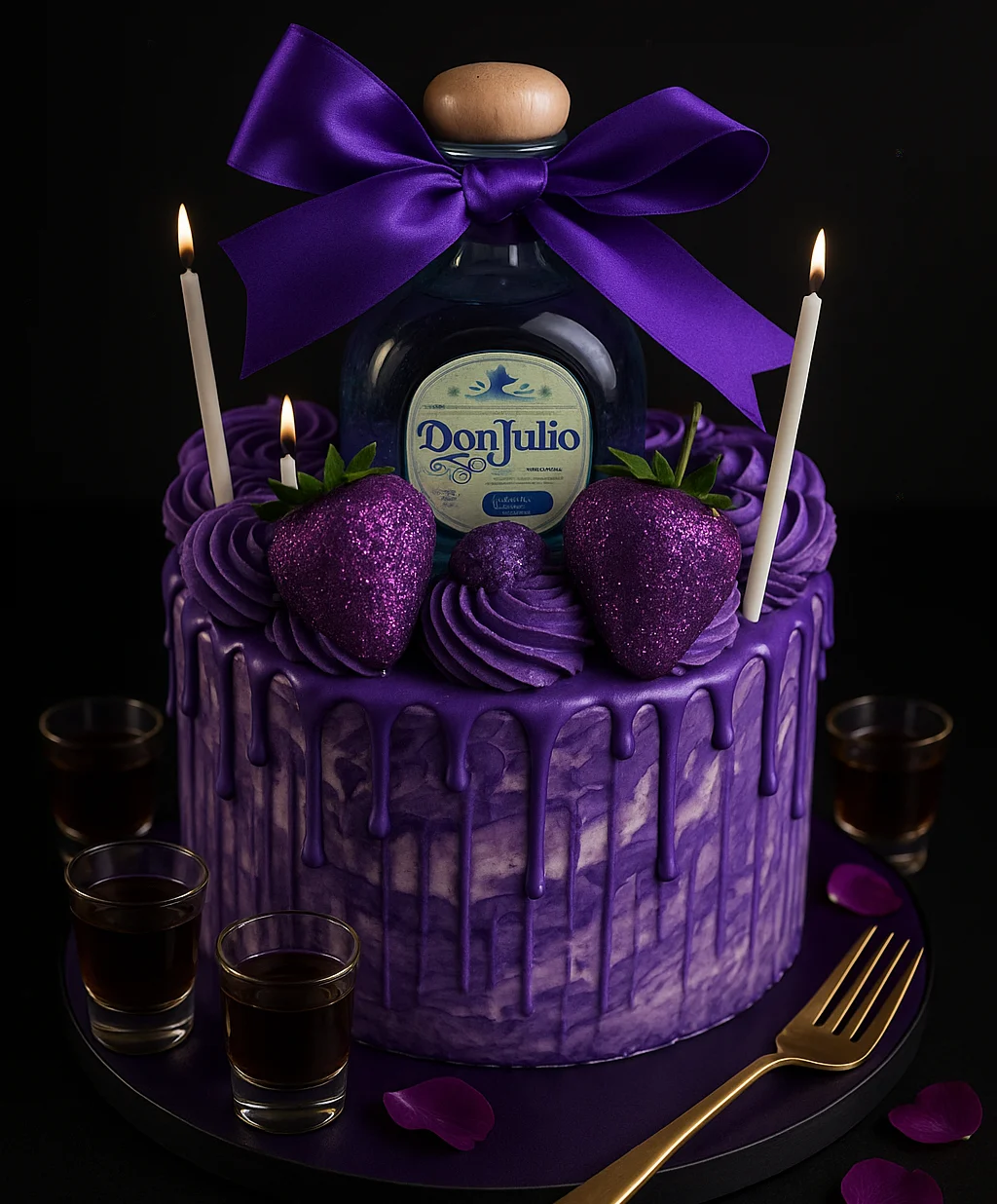 Don Julio Blanco Purple Celebration Cake - TF Cakes Online Delivery Freshly baked handcrafted Don Julio Blanco Purple Celebration Cake – Cake design by TF Cakes