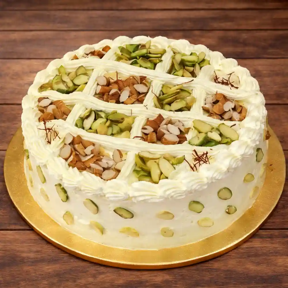 Dry Fruit Rasmalai Designer Cake - TF Cakes Online Delivery Freshly baked handcrafted Dry Fruit Rasmalai Designer Cake – Cake design by TF Cakes