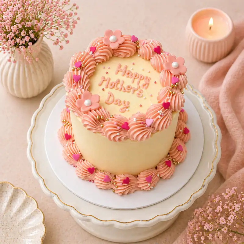 Elegant Mother’s Day Floral Cake - TF Cakes Online Delivery Freshly baked handcrafted Elegant Mother’s Day Floral Cake – Cake design by TF Cakes