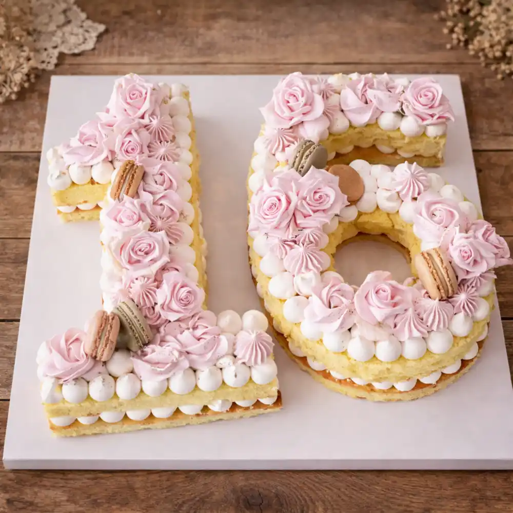 Elegant Pink Floral Number 15 Cake - TF Cakes Online Delivery Freshly baked handcrafted Elegant Pink Floral Number 15 Cake – Cake design by TF Cakes