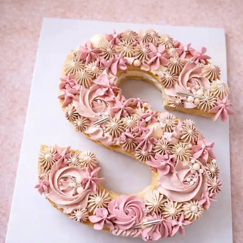 Elegant Rosette Letter S Cake - TF Cakes Online Delivery Freshly baked handcrafted Elegant Rosette Letter S Cake – Cake design by TF Cakes