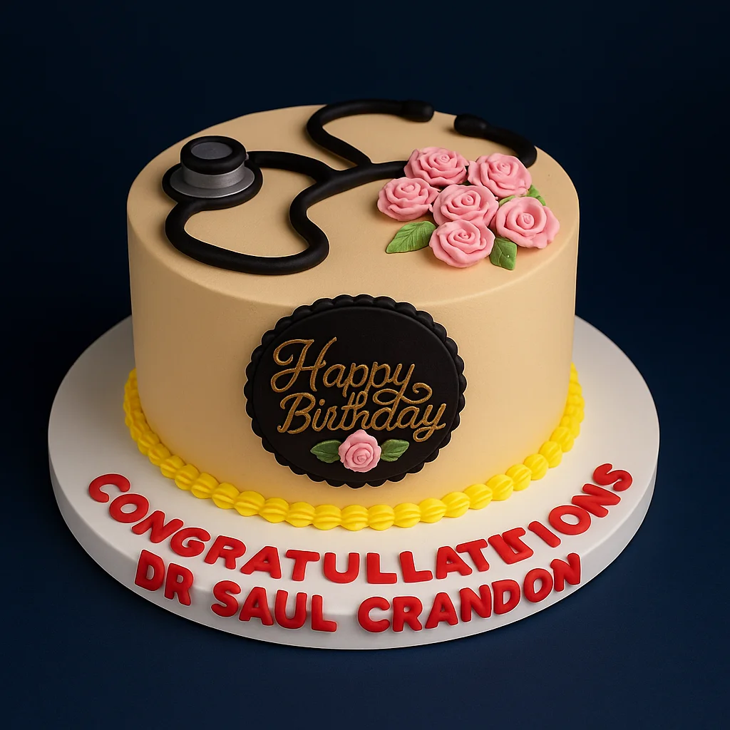 Floral Medical Stethoscope Birthday Cake - TF Cakes Online Delivery Freshly baked handcrafted Floral Medical Stethoscope Birthday Cake – Cake design by TF Cakes