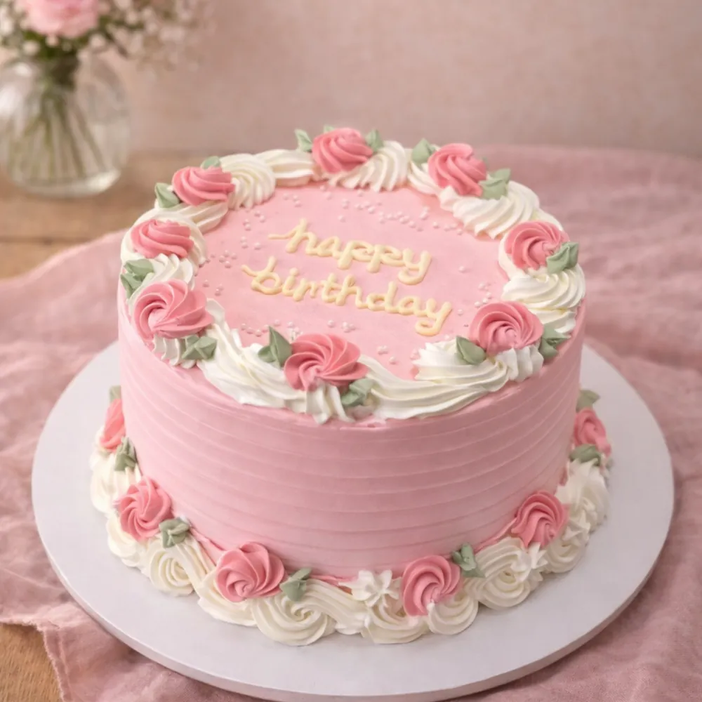 Floral Vintage Birthday Cake - TF Cakes Online Delivery Freshly baked handcrafted Floral Vintage Birthday Cake – Cake design by TF Cakes