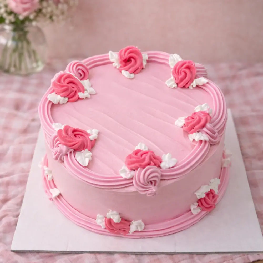Floral Vintage Rose Cake - TF Cakes Online Delivery Freshly baked handcrafted Floral Vintage Rose Cake – Cake design by TF Cakes