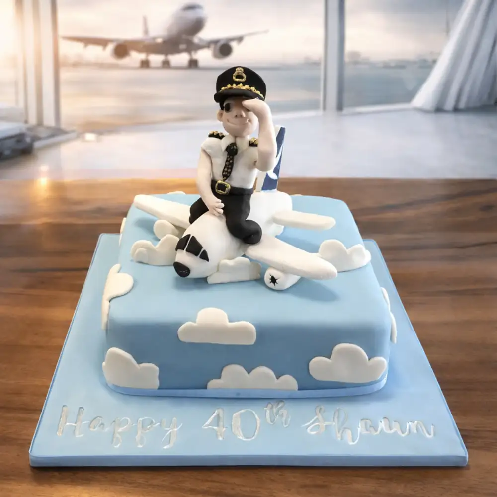 Flying Pilot Cartoon Cake - TF Cakes Online Delivery Freshly baked handcrafted Flying Pilot Cartoon Cake – Cake design by TF Cakes