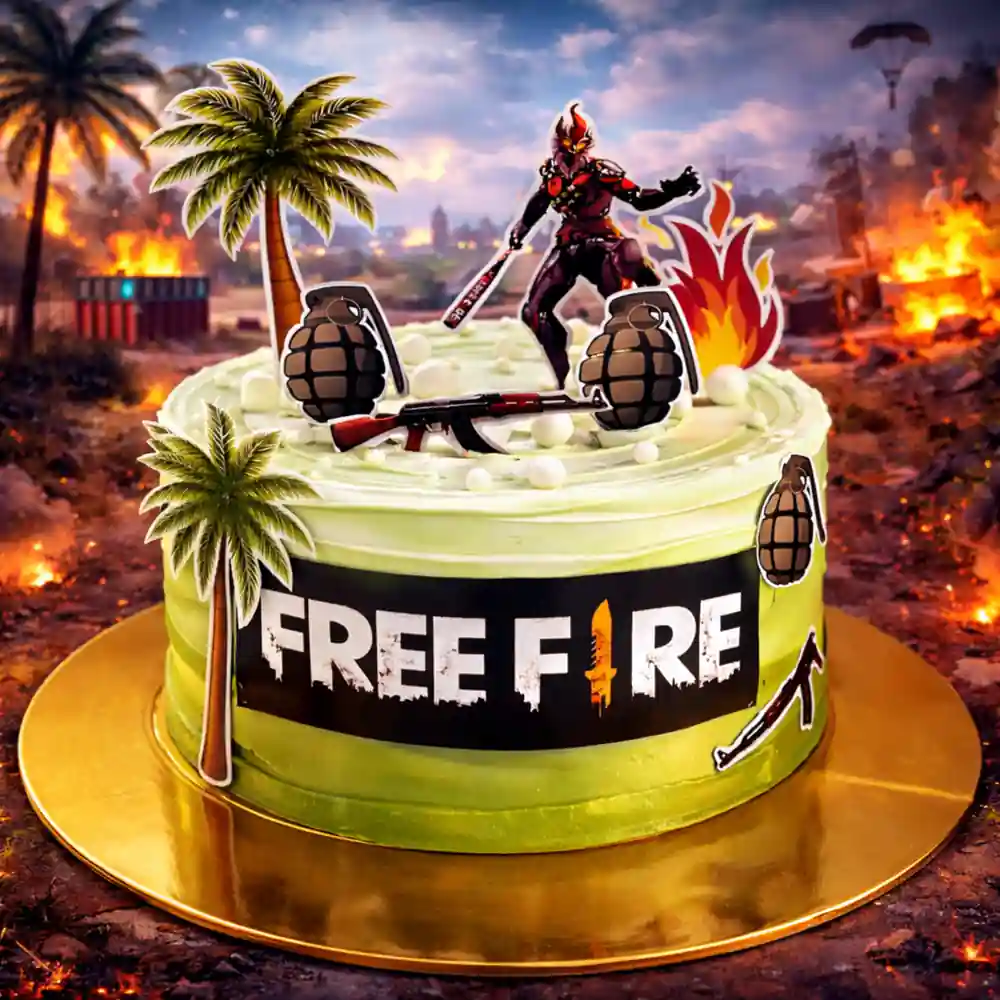 Free Fire Grenade Theme Cake - TF Cakes Online Delivery Freshly baked handcrafted Free Fire Grenade Theme Cake – Cake design by TF Cakes