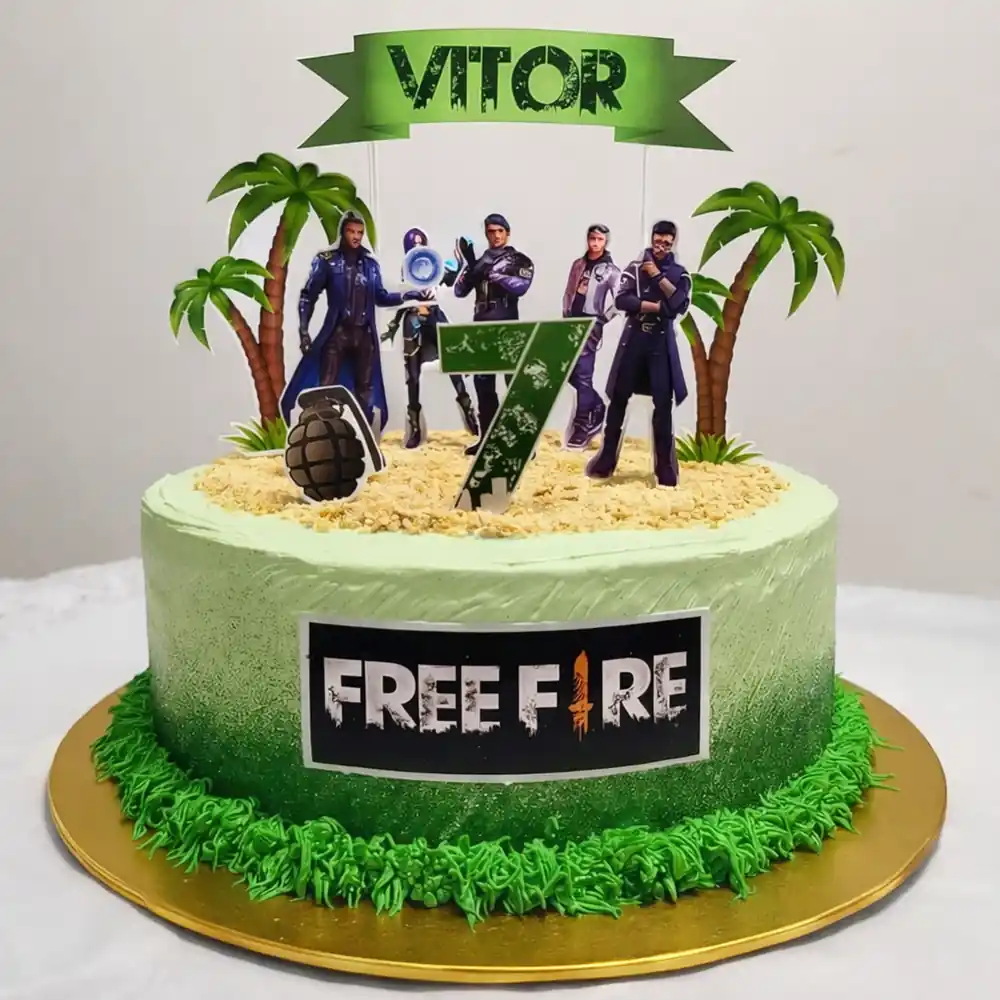 Free Fire Vitor Theme Cake - TF Cakes Online Delivery Freshly baked handcrafted Free Fire Vitor Theme Cake – Cake design by TF Cakes