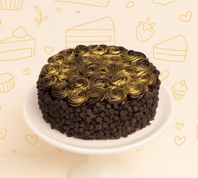 Golden Rose Chocolate Cake - TF Cakes Online Delivery Freshly baked handcrafted Golden Rose Chocolate Cake – Cake design by TF Cakes