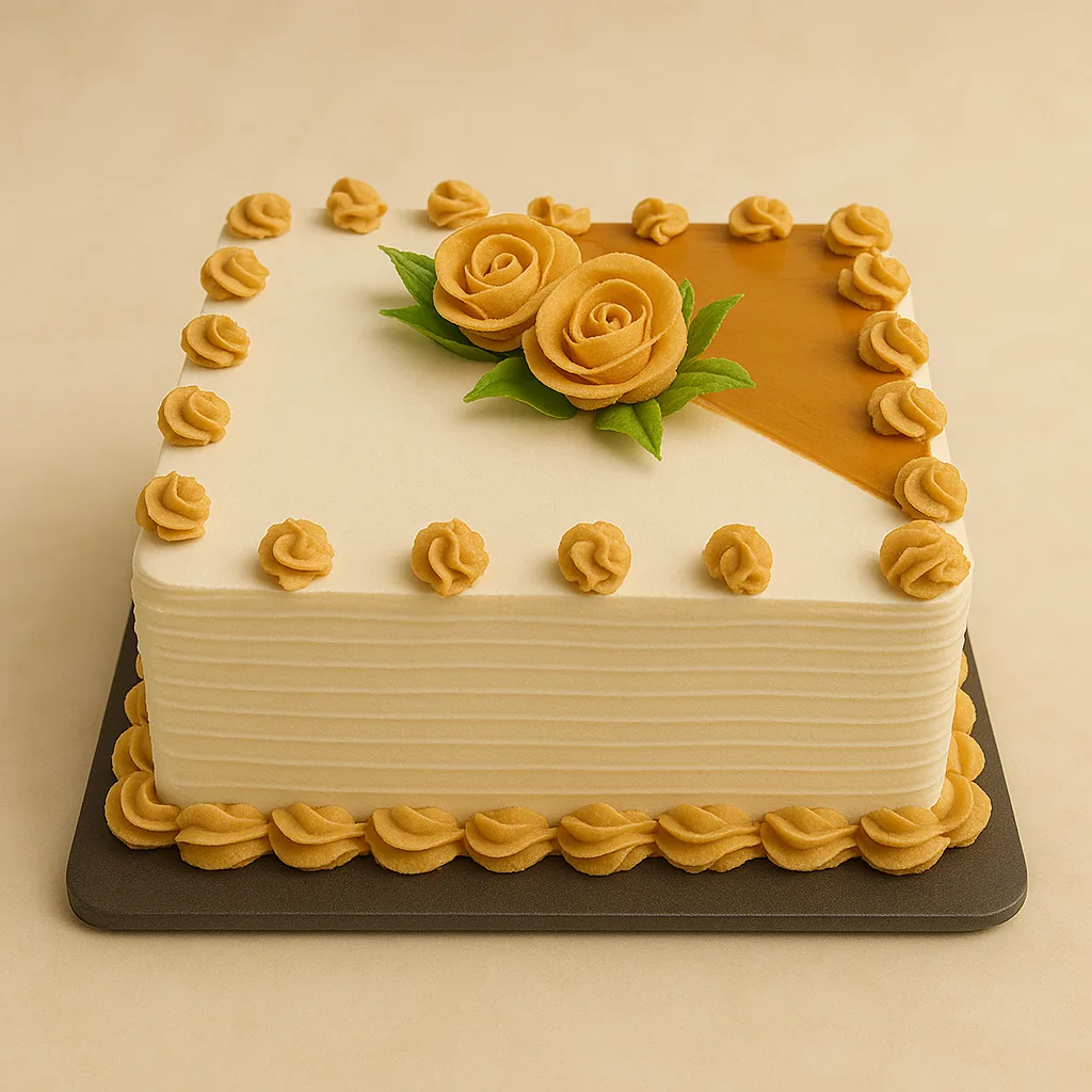 Golden Rose Square Cake - TF Cakes Online Delivery Freshly baked handcrafted Golden Rose Square Cake – Cake design by TF Cakes