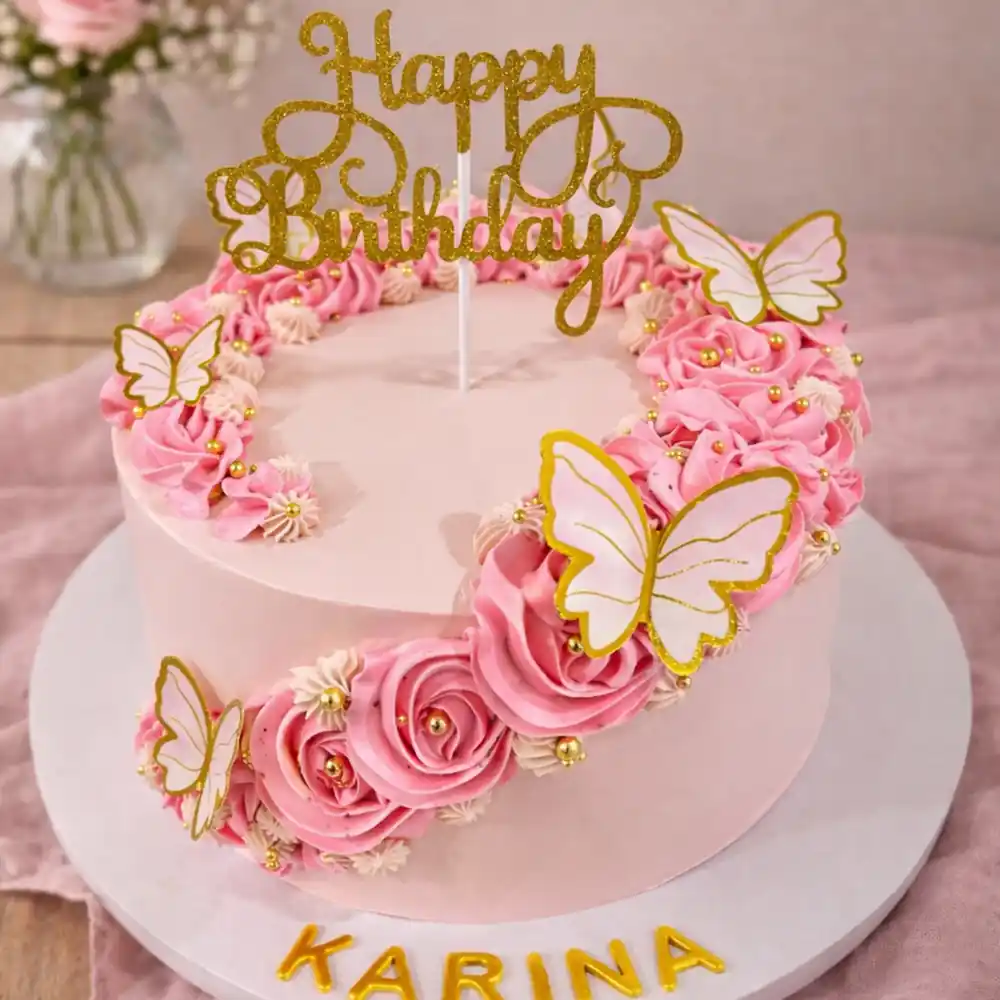 Golden Butterfly Vintage Cake - TF Cakes Online Delivery Freshly baked handcrafted Golden Butterfly Vintage Cake – Cake design by TF Cakes