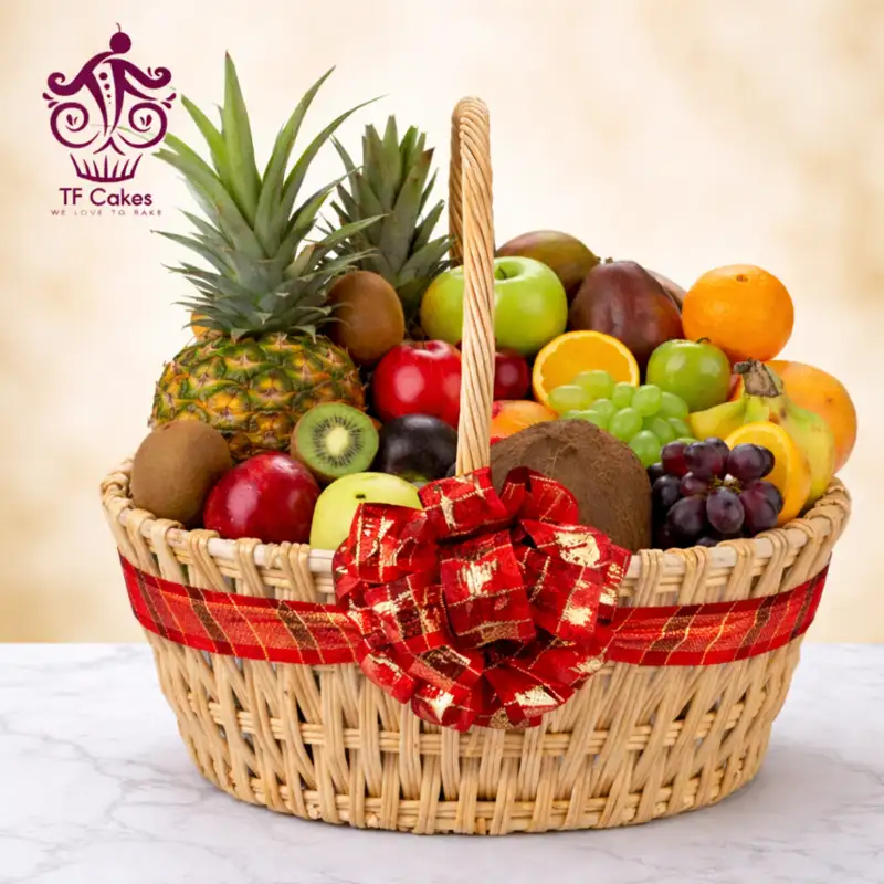 Grand Premium Fruit Basket Deluxe - TF Cakes Online Delivery Freshly baked handcrafted Grand Premium Fruit Basket Deluxe – Cake design by TF Cakes