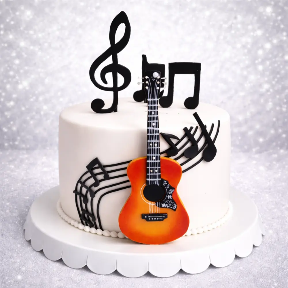 Guitar Notes Cake - TF Cakes Online Delivery Freshly baked handcrafted Guitar Notes Cake – Cake design by TF Cakes