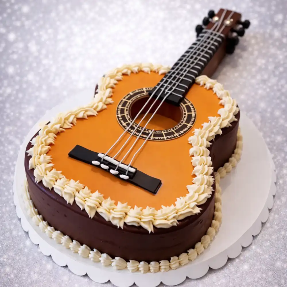 Guitar Shape Cake - TF Cakes Online Delivery Freshly baked handcrafted Guitar Shape Cake – Cake design by TF Cakes