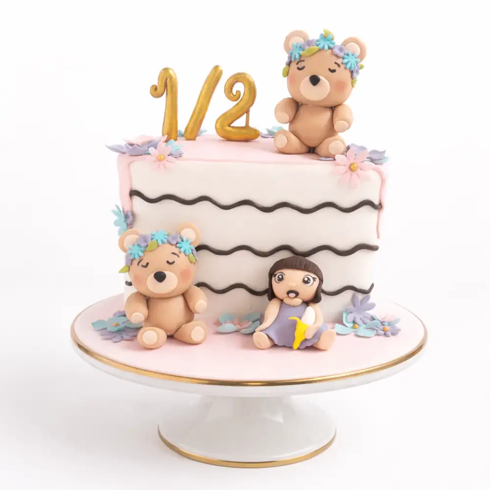 Half Birthday Teddy Cake - TF Cakes Online Delivery Freshly baked handcrafted Half Birthday Teddy Cake – Cake design by TF Cakes