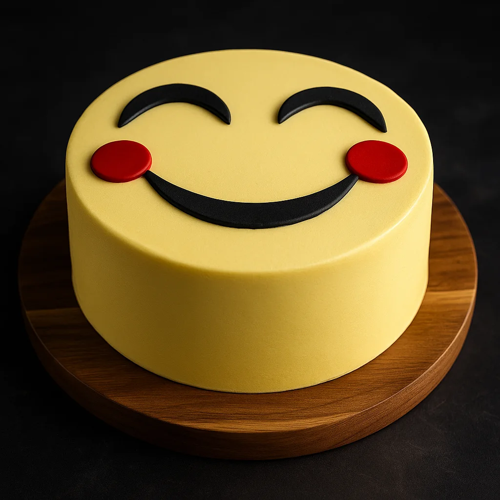 Happy Face Emoji Cake - TF Cakes Online Delivery Freshly baked handcrafted Happy Face Emoji Cake – Cake design by TF Cakes