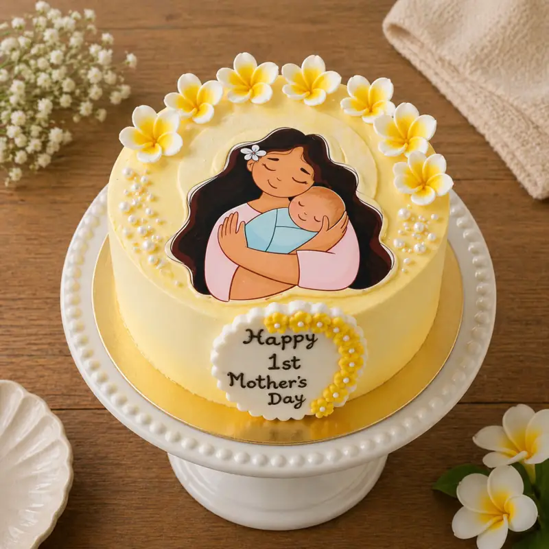 Happy 1st Mother’s Day Cake - TF Cakes Online Delivery Freshly baked handcrafted Happy 1st Mother’s Day Cake – Cake design by TF Cakes