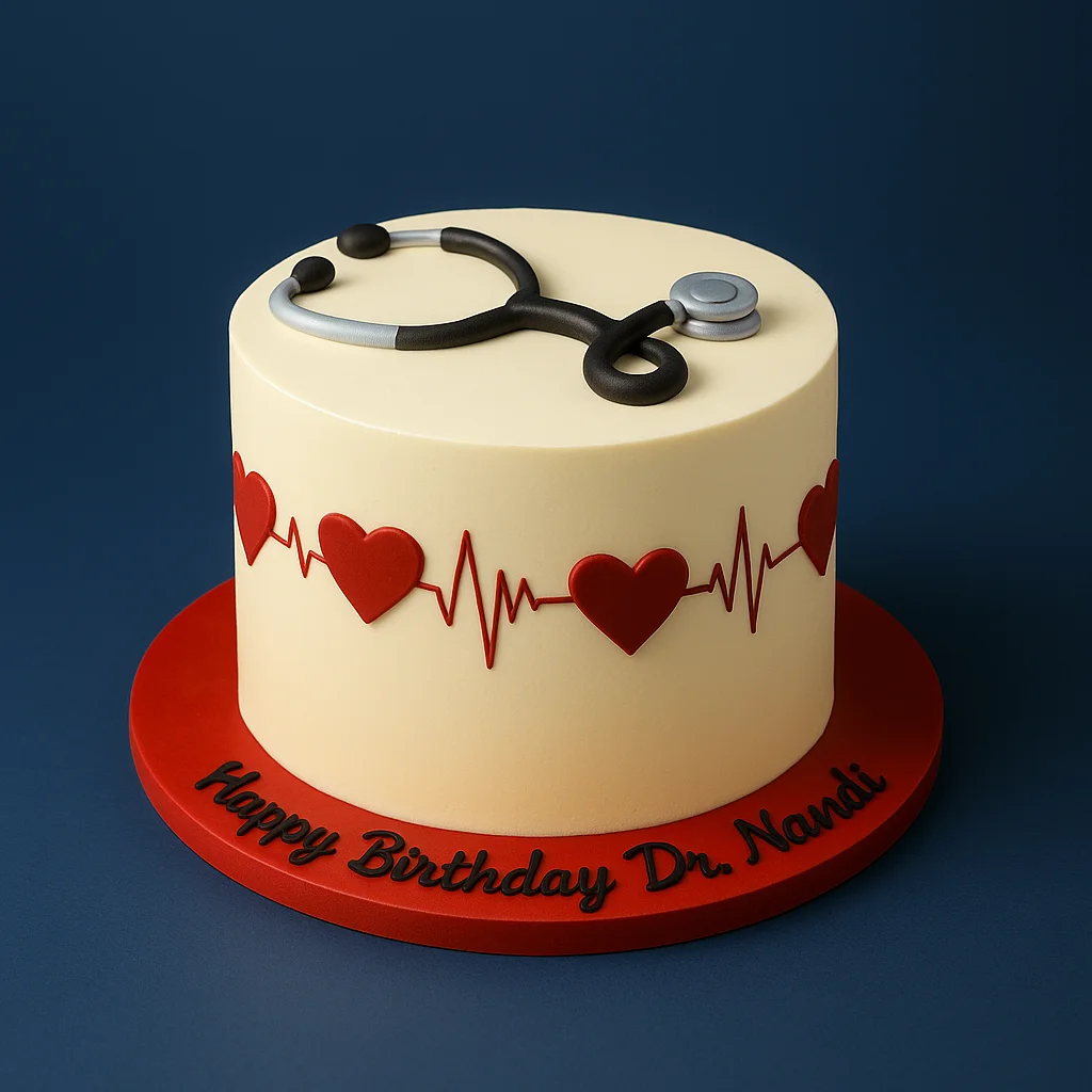 Heartbeat Red Doctor Cake - TF Cakes Online Delivery Freshly baked handcrafted Heartbeat Red Doctor Cake – Cake design by TF Cakes